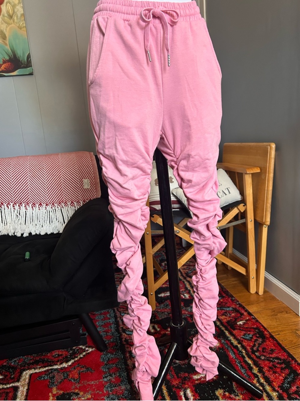 Fashion Nova Pink Ruched Sweatpants